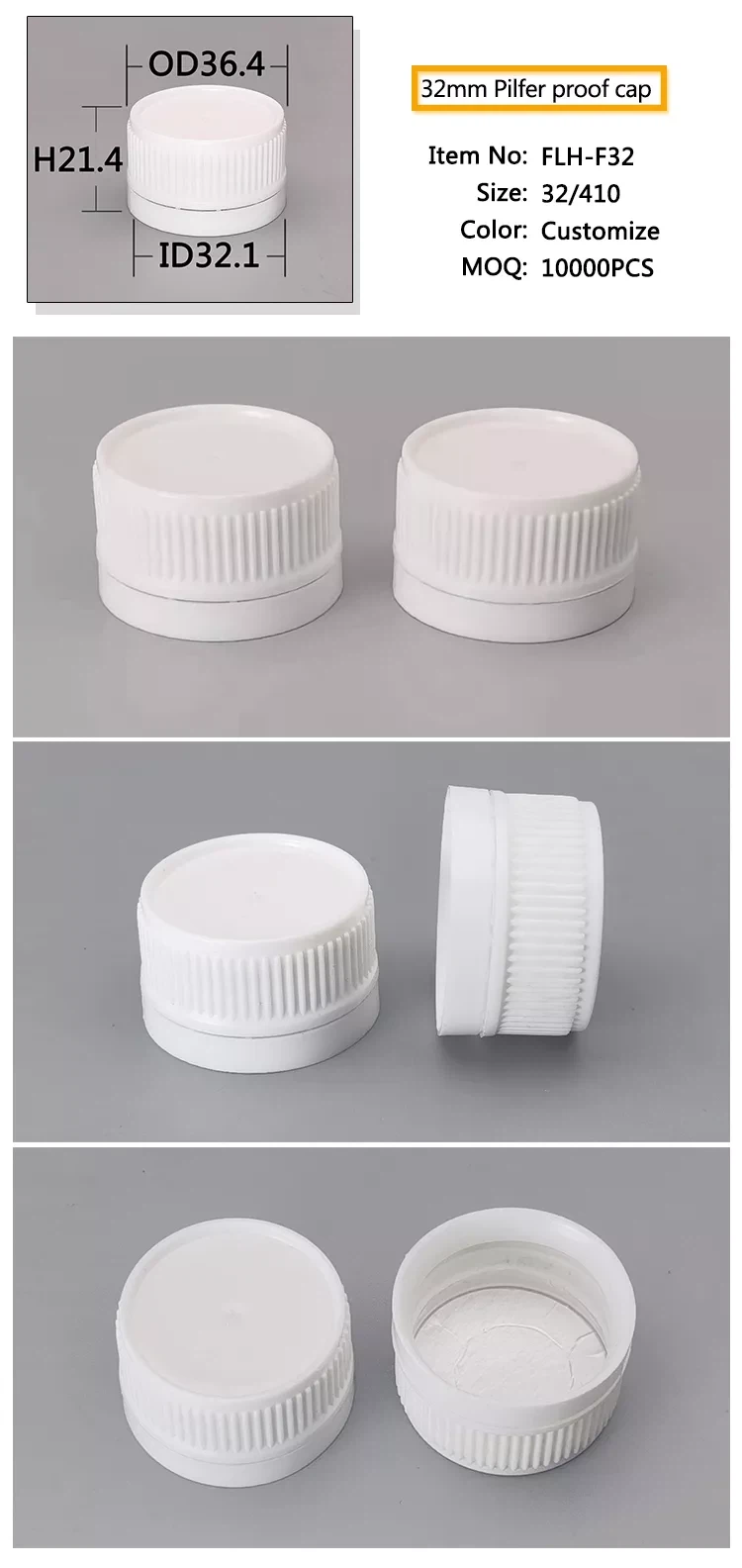 45mm CRC Child Resistant Cap For PP Bottle